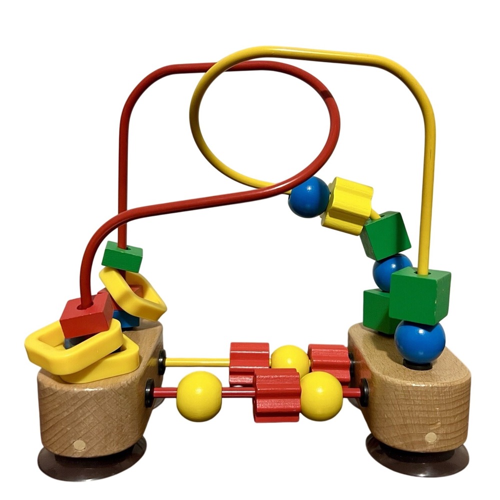 Melissa & Doug First Bead Maze Wooden Sensory Toy Suction Cup Base Multicolor